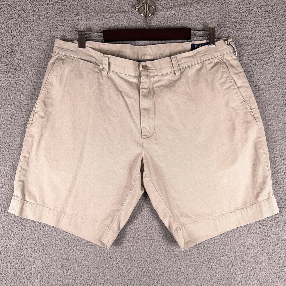 Polo Ralph Lauren Classic Fit Chino Shorts Mens 38 Stone Beige Flat Front 9 Inch